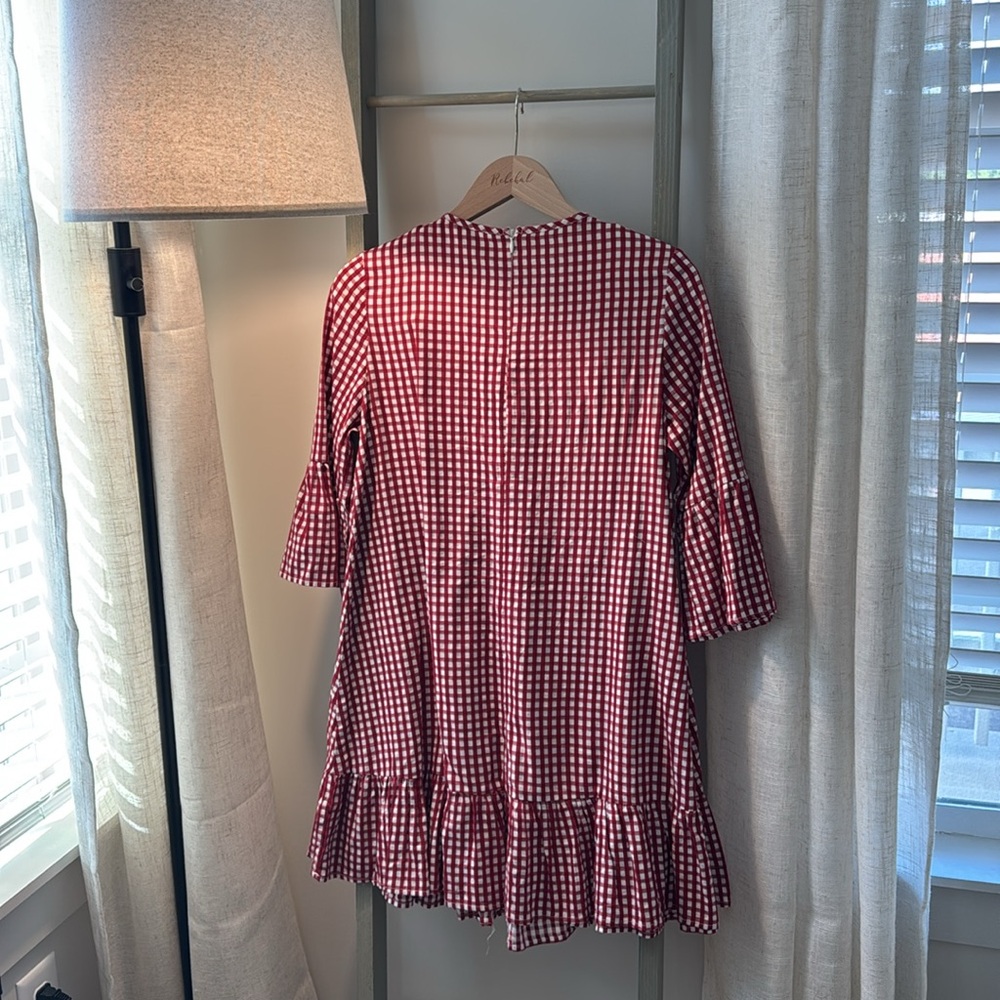 Red Gingham Ruffle Dress - Picture 5 of 7